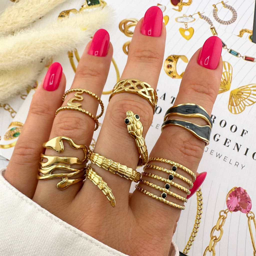 Ring, 18K Gold Plated Steel