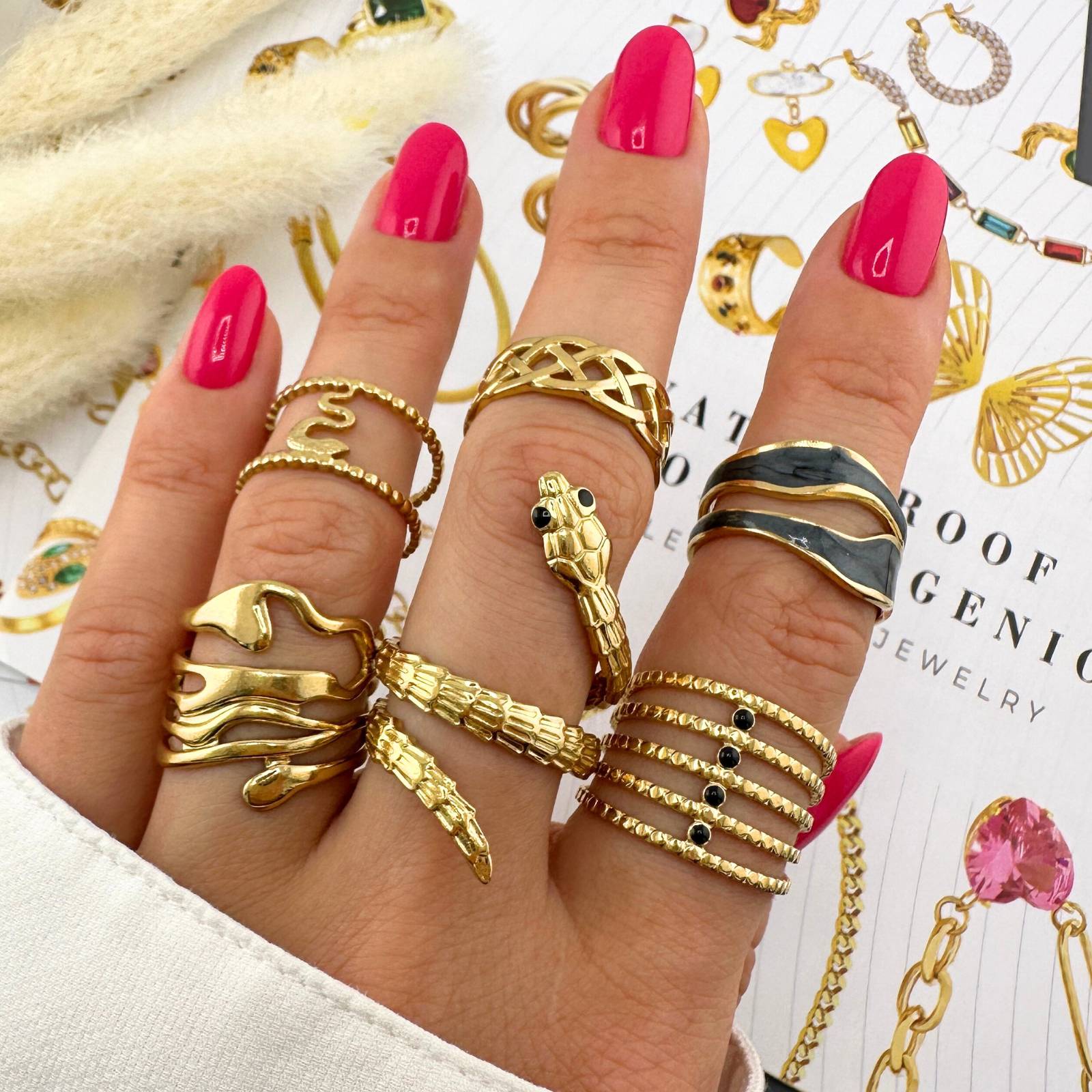 Ring, 18K Gold Plated Steel