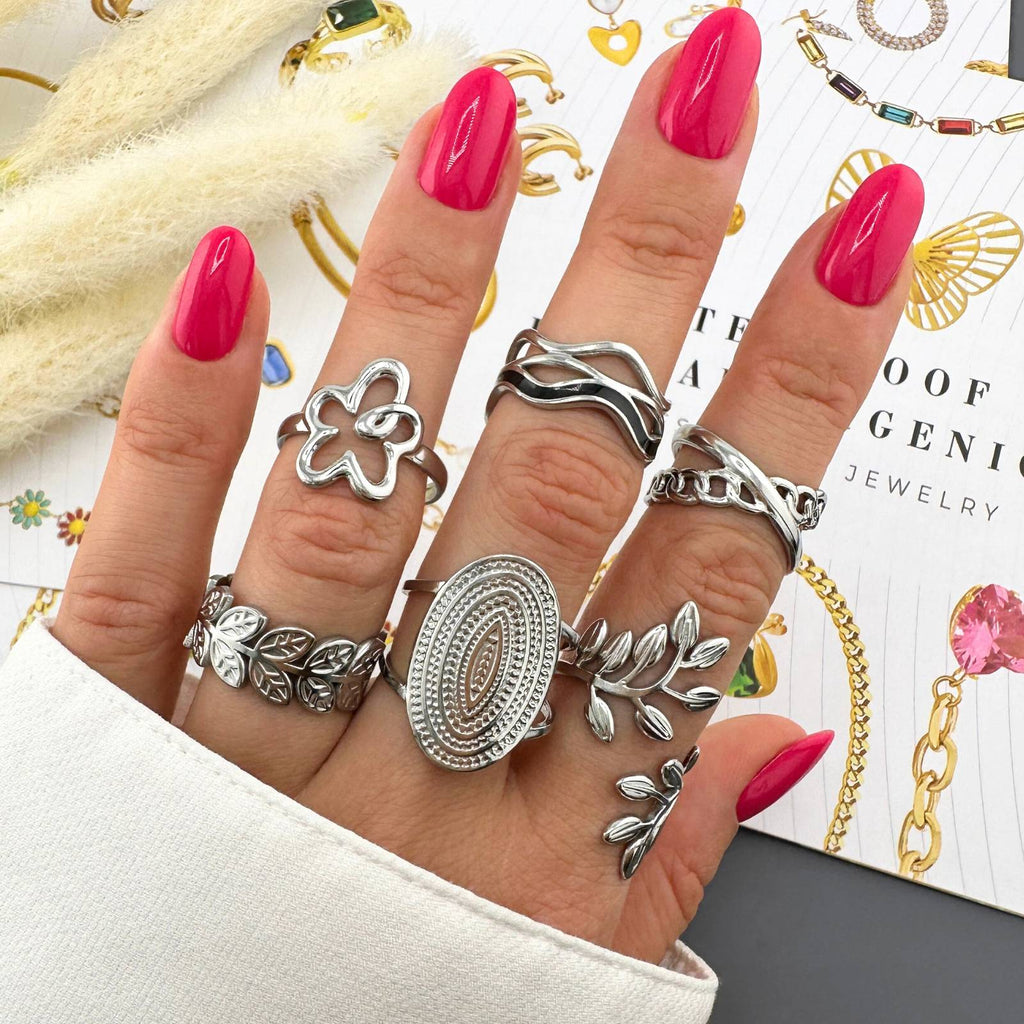 Leaves Ring, Stainless Steel