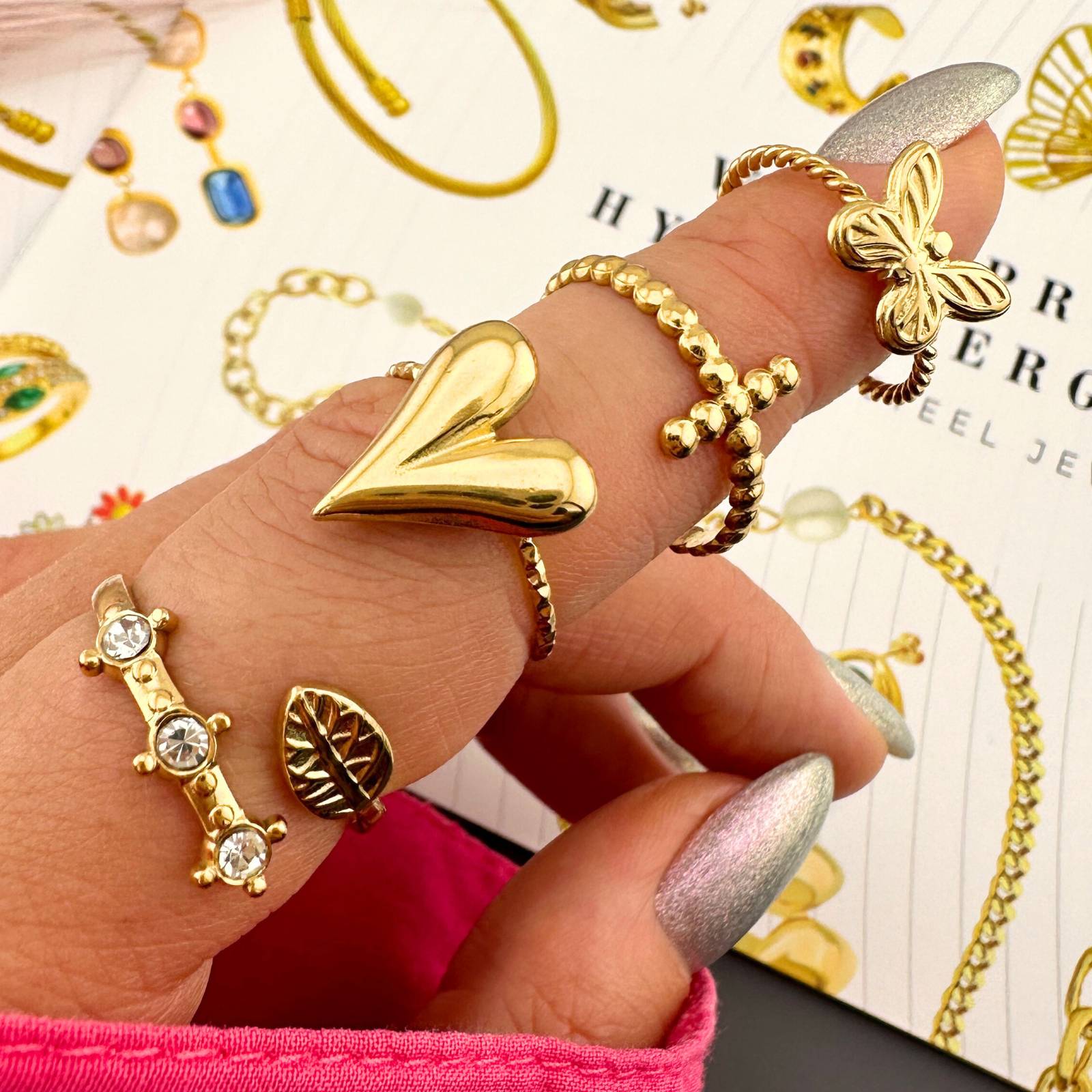 Heart Ring, 18K Gold Plated Steel