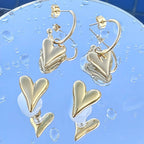 Hearts Earrings, 18K Gold Plated Steel