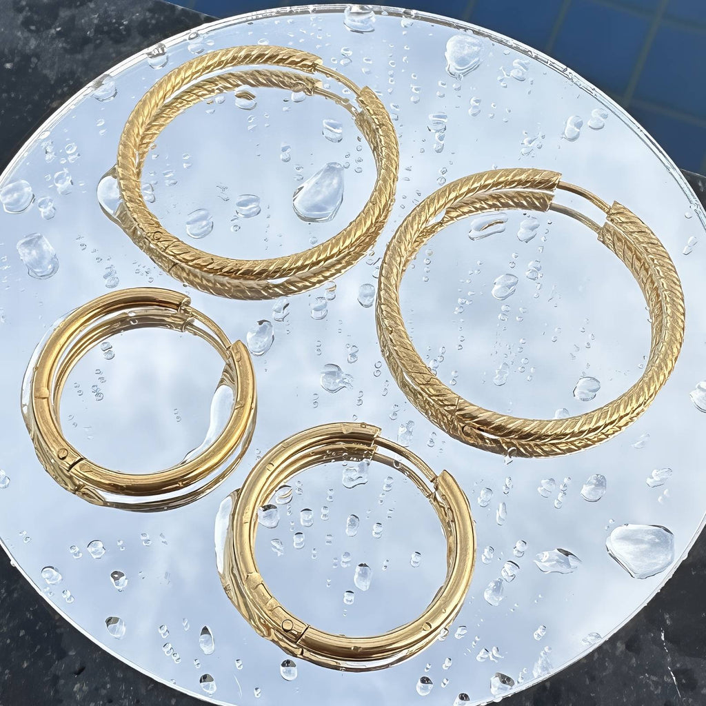 Earrings, 18K Gold Plated Steel