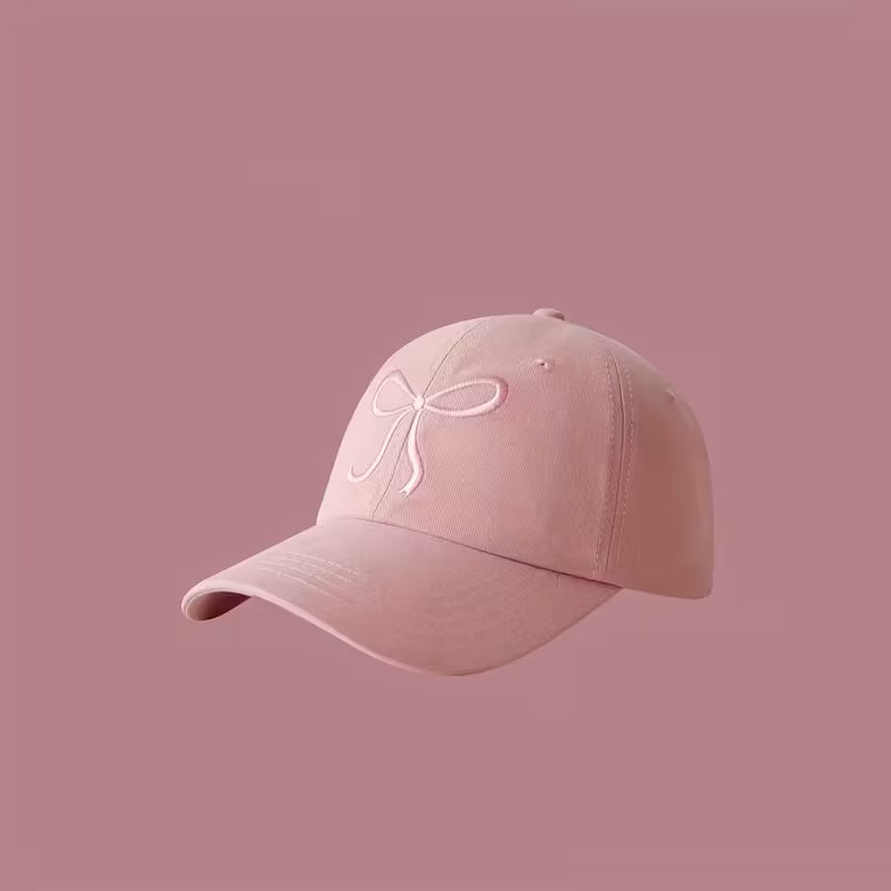 Pink Bowknot Embroidered Baseball Cap