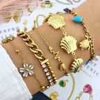 Flower Meadow Bracelet, 18K Gold Plated Steel