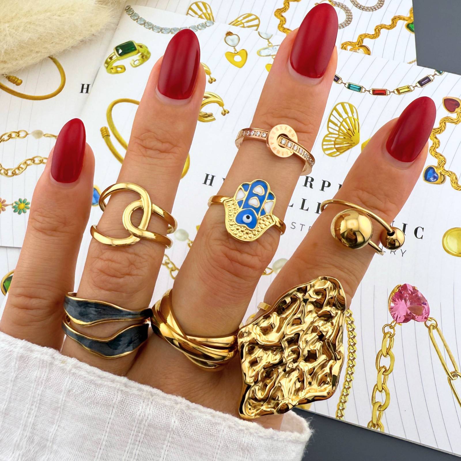 Ring, 18K Gold Plated Steel