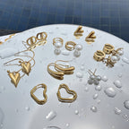 Hearts Earrings, 18K Gold Plated Steel