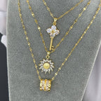 Flower Necklace, 18K Gold Plated Steel