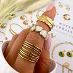 Leaves Ring, 18K Gold Plated Steel