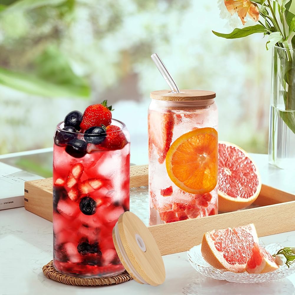 Custom Glass Cup with Lid and Straw with Photo or Text