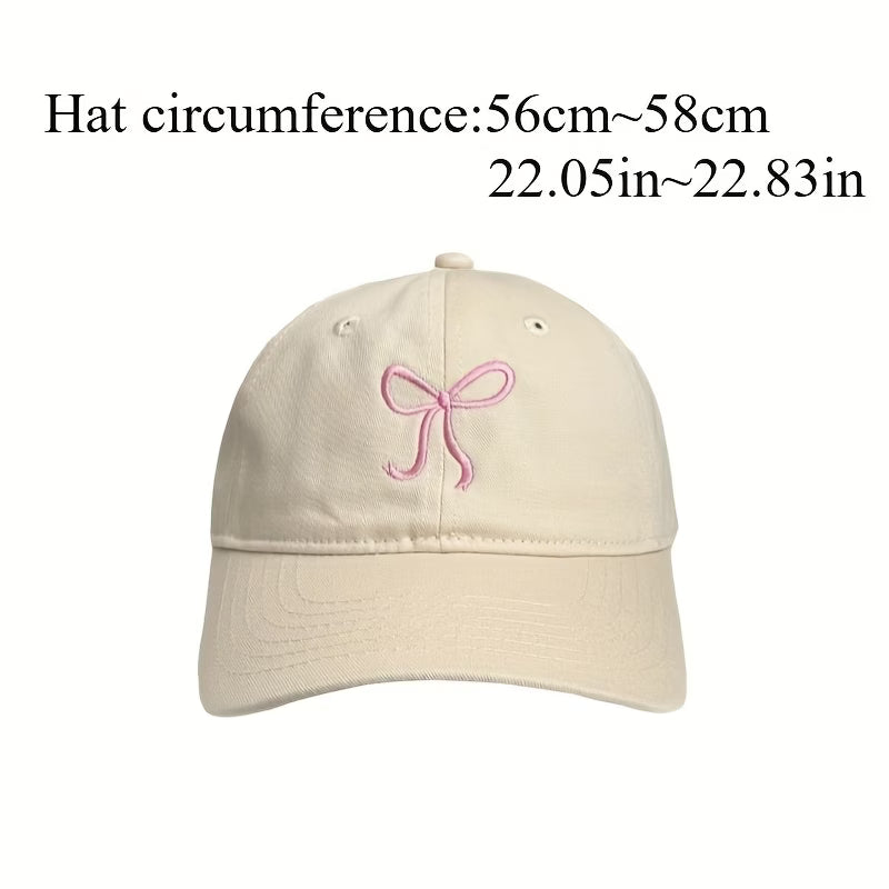 Pink Bowknot Embroidered Baseball Cap