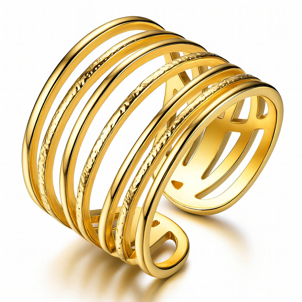 Ring, 18K Gold Plated Steel