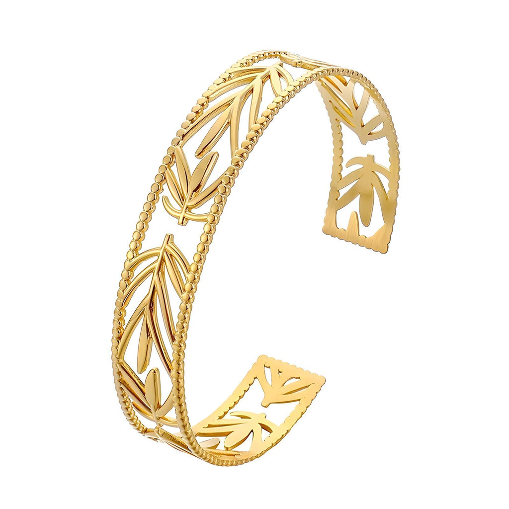 Leaves Bracelet, 18K Gold Plated Steel