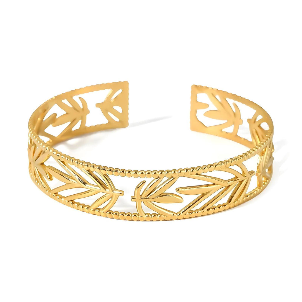 Leaves Bracelet, 18K Gold Plated Steel