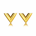 V Earrings, 18K Gold Plated Steel