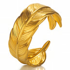 Leaves Ring, 18K Gold Plated Steel