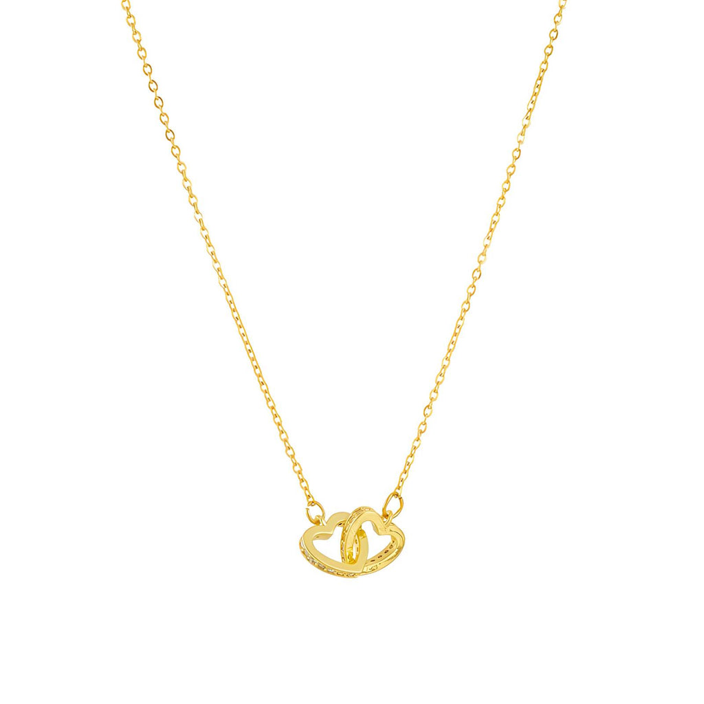 Hearts Necklace, 18K Gold Plated Steel