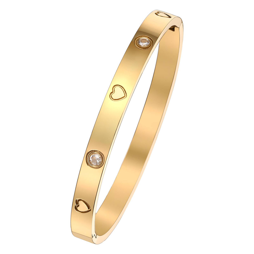 Hearts Bracelet, 18K Gold Plated Steel