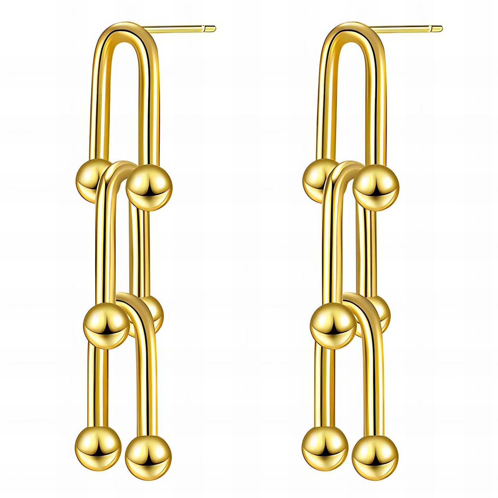 Earrings, 18K Gold Plated Steel