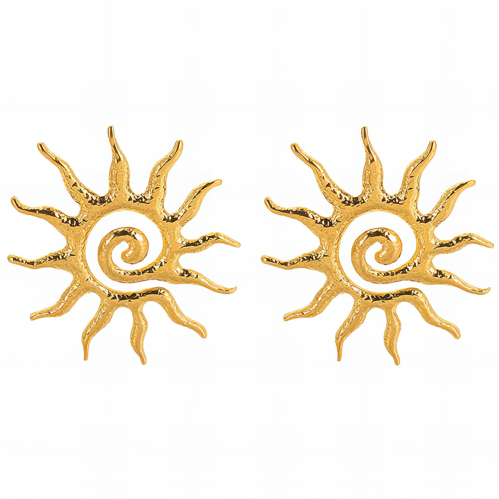 Sun Earrings, 18K Gold Plated Steel
