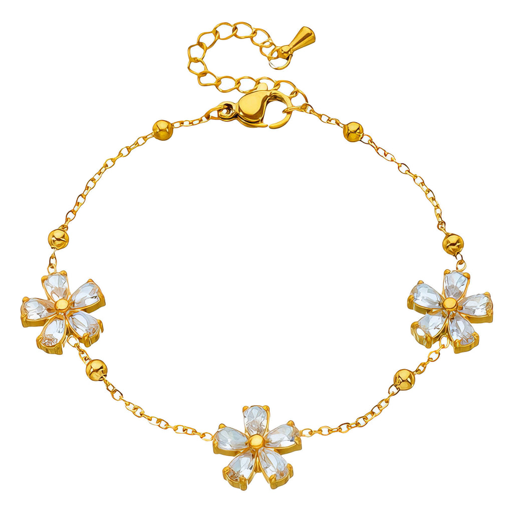 Flower Meadow Bracelet, 18K Gold Plated Steel