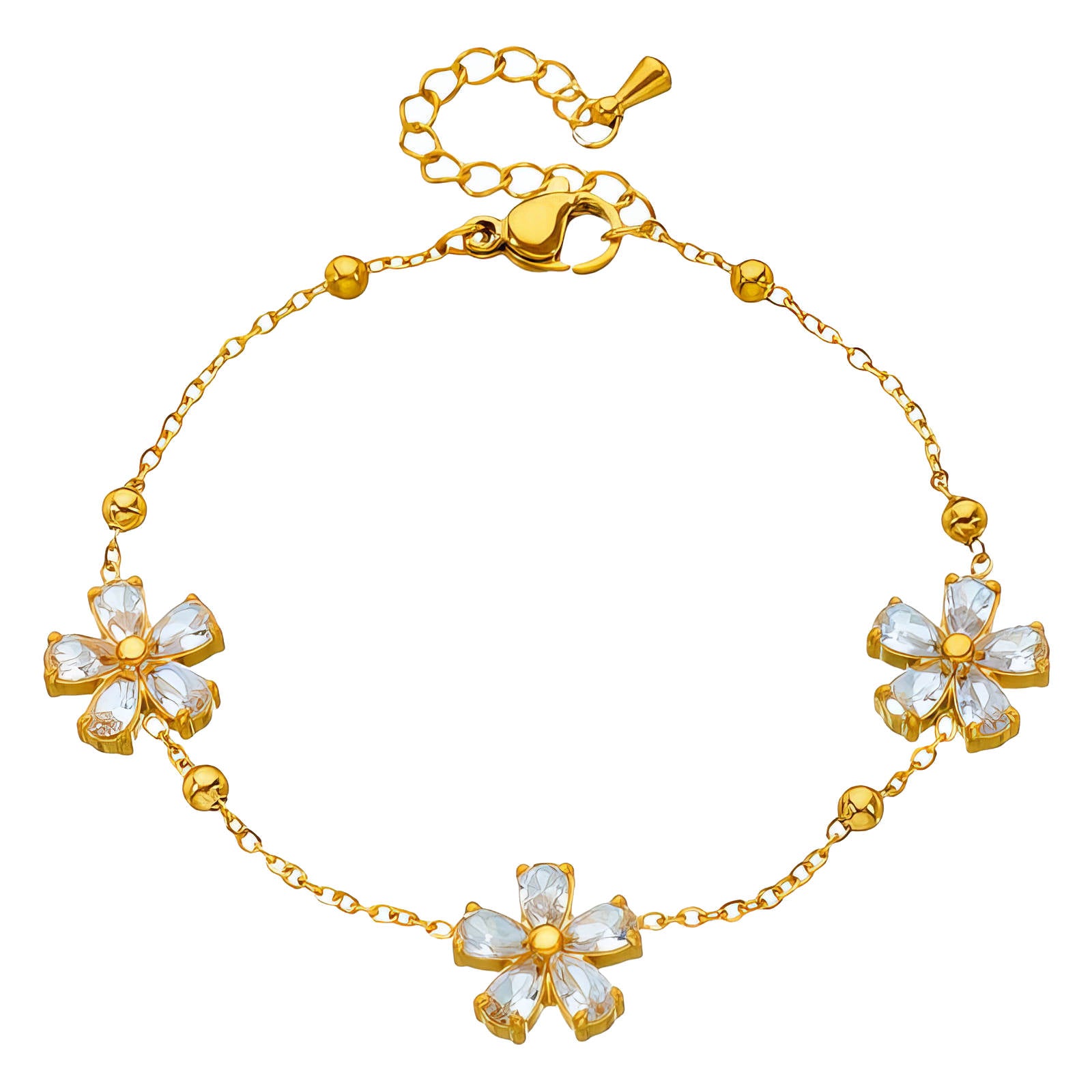 Flower Meadow Bracelet, 18K Gold Plated Steel