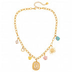 Flower Necklace, 18K Gold Plated Steel