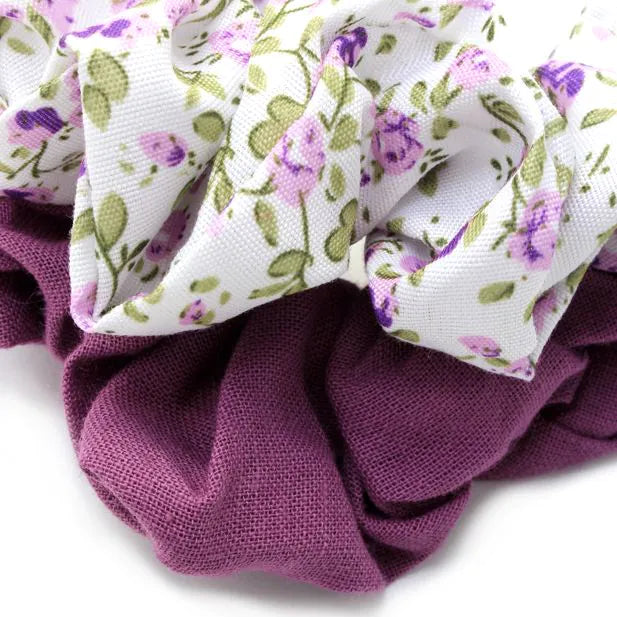 Small - Pack of 2 Floral print and plain scrunchies