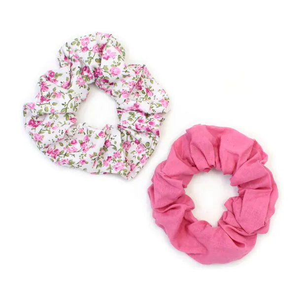 Small - Pack of 2 Floral print and plain scrunchies