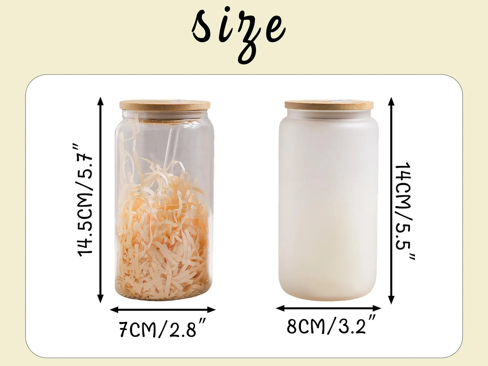 Custom Glass Cup with Lid and Straw with Photo or Text