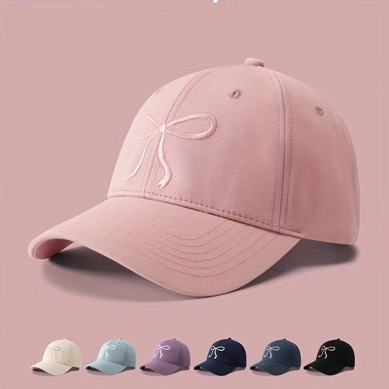 Pink Bowknot Embroidered Baseball Cap