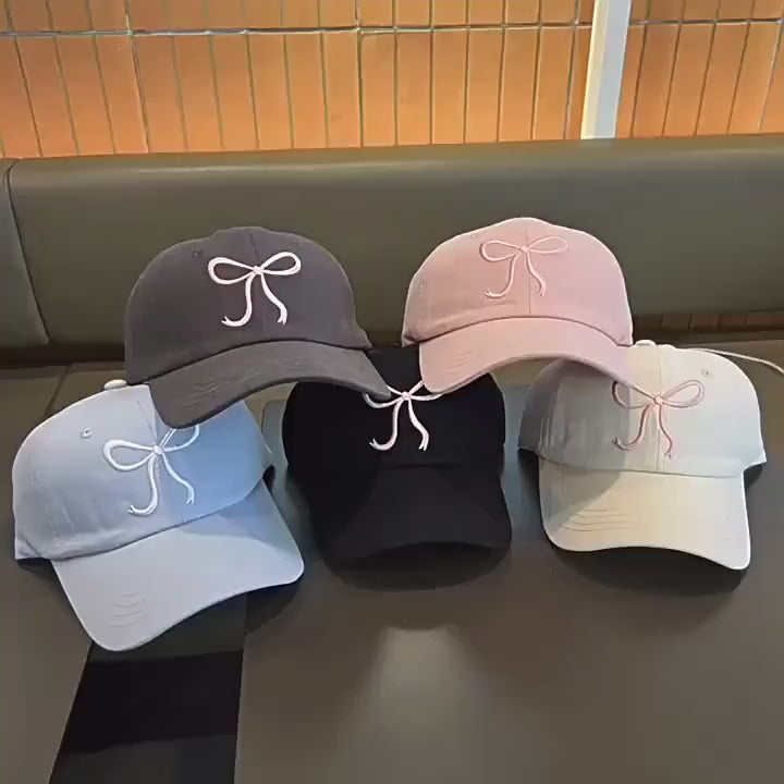 Pink Bowknot Embroidered Baseball Cap