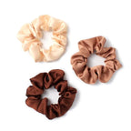 Small - Pack of 3 tonal brown scrunchies